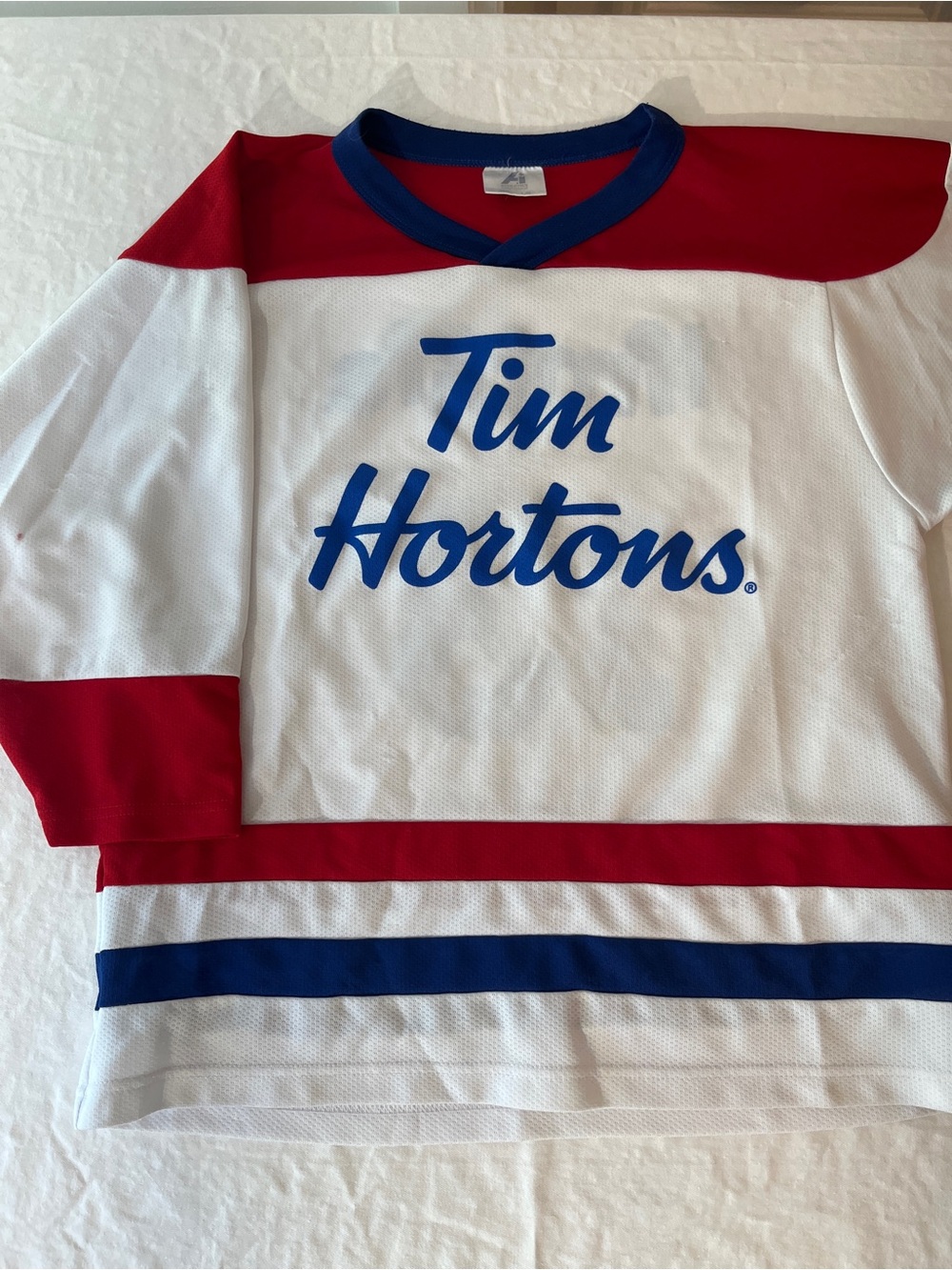 Vintage Tim Bits Youth White, Red & Blue Hockey Jersey
